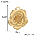Detailed size chart of vintage rose pendant with dimensions 2.2cm by 1.8cm and 2.9g weight - Rose Yellow Stone Style (BP3890B3)