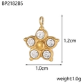 Sternförmiger Edelstahl-Anhänger mit weißen Zirkonia-Steinen und Gold-Finish - Weißer Sternblumenanhänger (BP2182B5)