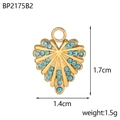 Colgante de corazón de acero inoxidable dorado con strass azul y medidas exactas - Estilo Corazón Azul Claro (BP2175B2)