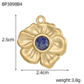 Dimensions détaillées pour pendentif fleur dorée avec turquoise de 2,5 cm de hauteur - Style Pétale Pierre Bleue (BP3898B4)
