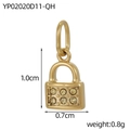 Colgante candado de corazón dorado con circonitas micro-pavé 1,0cm x 0,7cm para pulseras DIY - Colgante de Cerradura de Corazón Champaña (YP02020D11-QH)