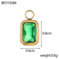 Detalle de colgante rectangular de circón verde con marco dorado y dimensiones - Estilo Rectángulo Verde (BP2192B4)