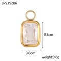 Vista detallada del dije rectangular de circón, 0,8x0,6cm con montura chapada en oro - Estilo Rectángulo Transparente (BP2192B6)