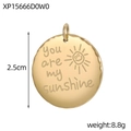 Detail of round gold pendant with You are my sunshine engraving and 2.5cm diameter measure - You Are My Sunshine Smiley Sun Charm (XP15666D0W0)