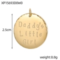 Macro view of golden round pendant engraved with Daddy's Little Girl, 2.5cm diameter - Daughter Quote Round Pendant (XP15693D0W0)