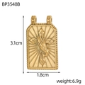 Pendaglio religioso in acciaio dorato con mani in preghiera e croce - Ciondolo rettangolare dorato con mani in preghiera e croce (BP3548B)