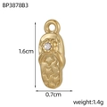 Makroaufnahme von Goldanhänger in Flip-Flop-Form mit Stern und weißem Zirkon - Weißer Strass Slipper-Stil (BP3878B3)