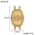 Ciondolo rettangolare dorato in acciaio inox con occhio greco, misura 3.1x1.7cm - Ciondolo rettangolare dorato con malocchio e raggi (BP3561B)