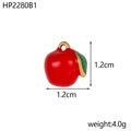 Colgante de manzana en esmalte rojo con hoja verde y aro dorado para joyería DIY - Estilo de Manzana Roja de Alto Brillo (HP2280B1)