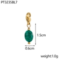 Detalle de colgante de piedra ovalada verde de 1,5 cm con cierre de langosta - Estilo Piedra Verde Oscuro (PT3235BL7)