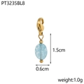 Detalle de colgante de piedra azul con cierre de mosquetón dorado y dimensiones - Estilo Aguamarina Azul Claro (PT3235BL8)