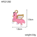 Roze eenhoorn emaille bedeltje van 1,9x1,8 cm en 3,8 g voor DIY sieraden maken - Roze Pegasus Stijl (HP2212B2)