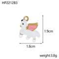 Detail van wit en roze emaille pegasus hanger met 1,8 cm breedte en 1,9 cm hoogte - Witte Gevleugelde Pegasus (HP2212B3)