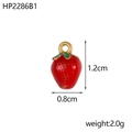 Colgante de fresa de esmalte rojo con hojas verdes para creación de joyas de bricolaje - Estilo de Fresa Esmaltada Rojo Brillante (HP2286B1)