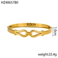 Dettaglio del bracciale tondo irregolare placcato oro 18k con dimensioni e peso - Stile a Fibbia Intrecciata a Doppio Anello (HZ48657B0)
