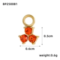 Détail du mini pendentif en zircon doré de 0.6x0.5cm pour la création de bijoux DIY - Pendentif Trois Pierres Orange (BP2500B1)