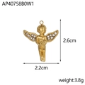 Colgante de ángel dorado con cristales de 2,6cm x 2,2cm para creación de joyas DIY - Estilo Ángel Abrazando Corazón (AP40758B0W1)