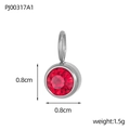 Detailed view of a round red gemstone pendant showing dimensions 0.8cm and 1.5g weight - Steel-January Red