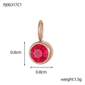 Red cubic zirconia birthstone pendant with rose gold bezel setting and size measurements - Rose Gold-January Red