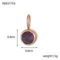 Detail view of 0.8cm rose gold birthstone pendant with purple zircon and weight specs - Rose Gold-June Dark Purple