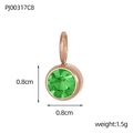 Detail of 0.8cm rose gold birthstone pendant with emerald green cubic zirconia inlay - Rose Gold-August Olive Green