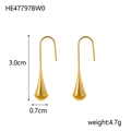 Makro-Detail der 18K vergoldeten Tropfenohrringe mit 3,0 cm Höhe und 0,7 cm Breite - Gold Voller Wassertropfen-Stil (HE47797BW0)