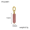 Pendentif en pierre naturelle rose avec perles dorées et anneau pour bijoux DIY - Pt3229bt1-18k+rhodochrosite