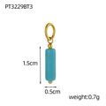 Vue macro d'un pendentif en pierre naturelle bleue de 1,5 cm avec calotte dorée - Pt3229bt3-18k+pin Vert