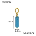 Macro shot of blue natural stone cylinder pendant with dimensions 1.5cm by 0.5cm - Pt3229bt4-18k+black Line Orchid Pine