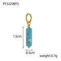Vue détaillée d'un pendentif cylindrique en pierre bleue de 1,5 cm avec fermoir doré - Pt3229bt5-18k+ Bleu Impérial