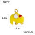 Golden elephant pendant with yellow enamel and red flower detail, 1.3cm x 0.8cm - Yellow Enamel Elephant Pendant (HP2205B1)