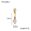 Detailed view of heart pendant with 18K gold lobster clasp and white pearl bead - Gray Faceted Bead Pearl Pendant - Lobster Clasp (PT3224BL2)