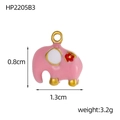Pink elephant enamel charm detail showing dimensions 1.3cm x 0.8cm and 3.2g weight - Pink Enamel Elephant Pendant (HP2205B3)