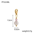 Detail view showing a 1.5cm pink bead and pearl pendant with a golden lobster clasp - Pink Faceted Bead Pearl Pendant - Lobster Clasp (PT3224BL)