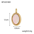 Detail view of 1.1x0.9cm golden oval mother of pearl pendant for DIY jewelry - Ellipse Closed Ring Style (BP32018B1)