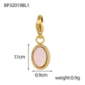 Golden oval shell pendant charm with lobster clasp, 1.1cm length, stainless steel material - Ellipse Lobster Clasp Style (BP32019BL1)