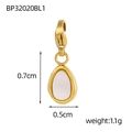 Detailed view of tiny 0.7cm gold teardrop pendant with shell inlay and lobster clasp - Teardrop Lobster Clasp Style (BP32020BL1)