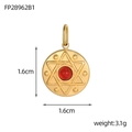 Goldener Edelstahl-Hexagramm-Anhänger mit rotem Naturstein, runder 1,6cm Schmuckanhänger - Rot (FP28962B1)