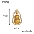 Gold Wu Lou pendant with micro-inset zircons for DIY jewelry making accessories - Gold Rhinestone Inlaid Gourd Pendant (BP3009B)