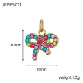Golden bow pendant with colorful rhinestones for DIY jewelry making 0.9x1.1cm - Colorful Bowknot (JP35657D1)
