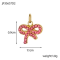 Pink rhinestone bow pendant in gold finish with 1.1cm by 0.9cm size dimensions - Pink Bowknot (JP35657D2)