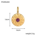 Goldener runder Anhänger mit lila Edelstein und Sternmuster, 1,6cm Durchmesser 3,1g - Lila (FP28962B3)