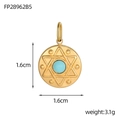 Macro detail of a 1.6cm gold stainless steel star pendant with a blue turquoise stone - Sky Blue (FP28962B5)