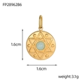 Detailed macro view of gold eight-pointed star pendant with turquoise stone inlay - Yellow (FP28962B2)