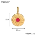 Macro detail of 1.6cm golden star pendant with red stone, dimensions and weight info - Red (FP28962B1)