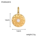 Detailed view of an 1.6cm gold starburst pendant with white gemstone and dimensions - Creamy White (FP28962B10)