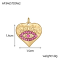 Bohemian gold heart evil eye pendant with pink crystals and hammered texture - Pink Heart (AP34657D0W2)