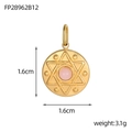 Detailed view of golden eight-pointed star pendant with pink gemstone inlay and 1.6cm size - Pink (FP28962B12)