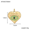 Detail of gold heart pendant with evil eye motif, green zircon stones and hammered texture - Green Heart (AP34657D0W4)
