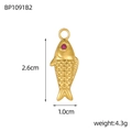 Ciondolo a forma di pesce sirena dorato con occhio in cristallo rosa e misure 2,6 cm - Stile Koi con Strass (BP1091B2)